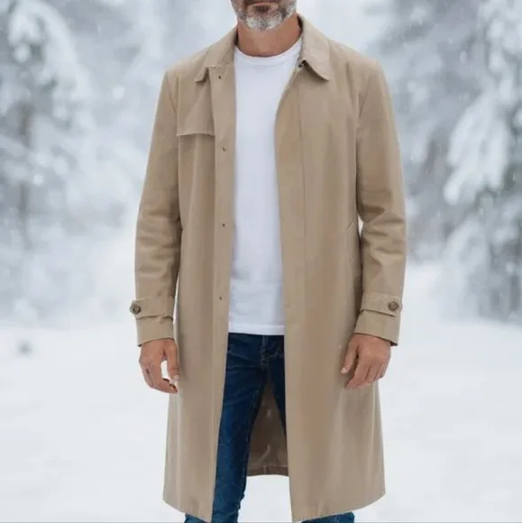 London Fog -Limited Edition Tan Trench Coat, Removable Liner Inc., Pockets, 46L - Picture 3 of 14